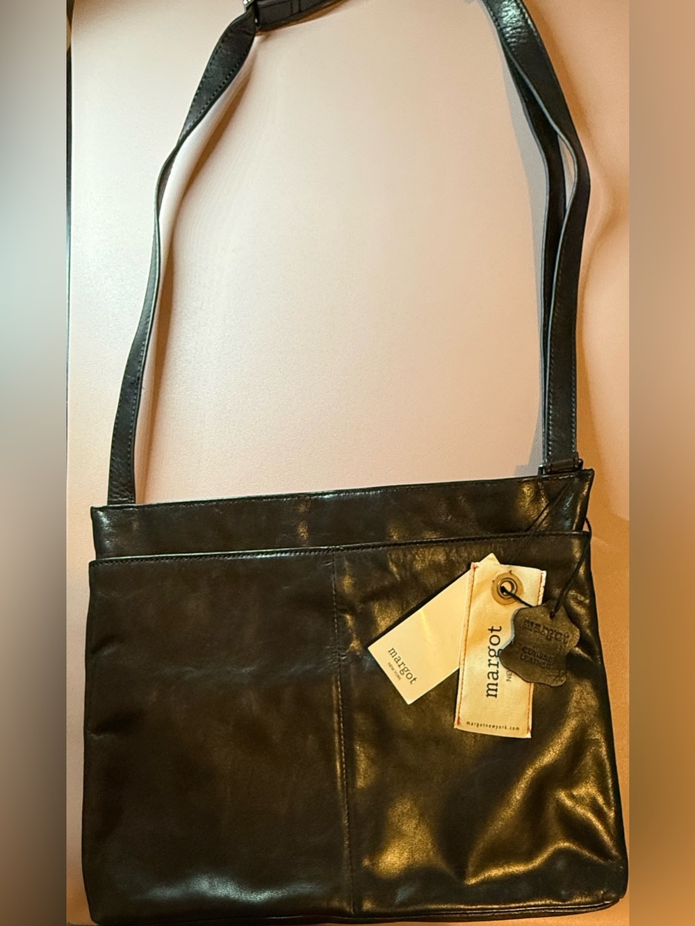 Marrot Black Leather Crossbody Bag